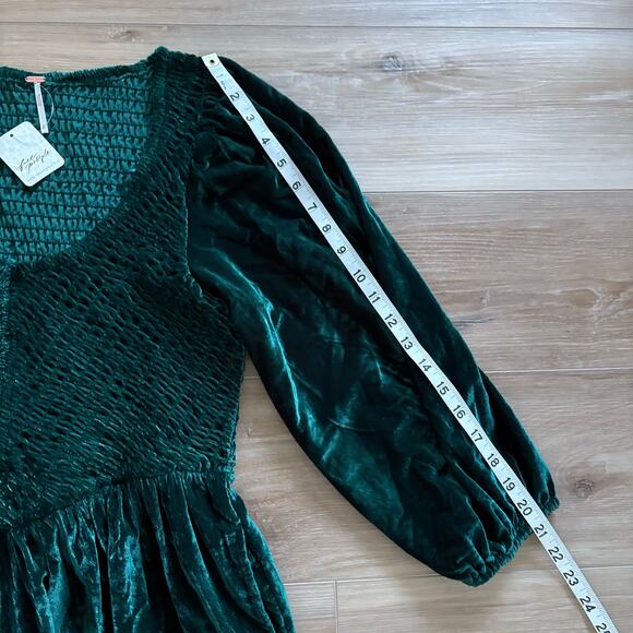 Free People Farrier Velvet Mini Green Dress S - Picture 6 of 8